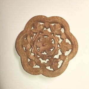 VTG carved wood trivet riser